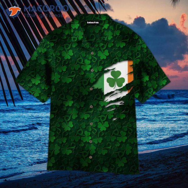 Wear Irish Pride Green Clover Hawaiian Shirts