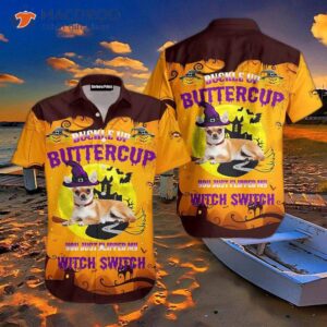 wear yellow hawaiian shirts and buckle up buttercup for dog witch halloween 0