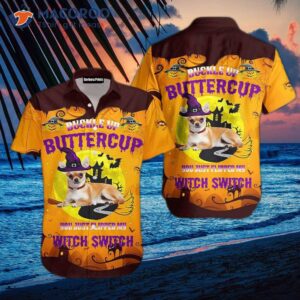 wear yellow hawaiian shirts and buckle up buttercup for dog witch halloween 1