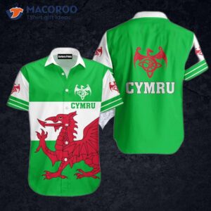 Welsh Flag For St. Patrick’s Day: Cymru Red Dragon And Green Hawaiian Shirts