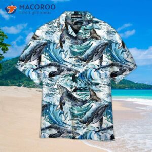 Whale Sea Wave Blue Ocean Pattern Hawaiian Shirts