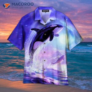 Whales Jump To The Surface Of Sea In Hawaiian Shirts