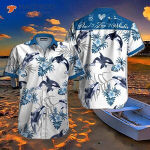 White And Blue Hawaiian Shirts With Whale Prints