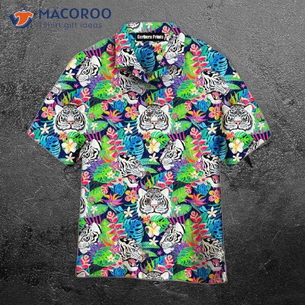 White Tiger Tropical Hawaiian Shirts