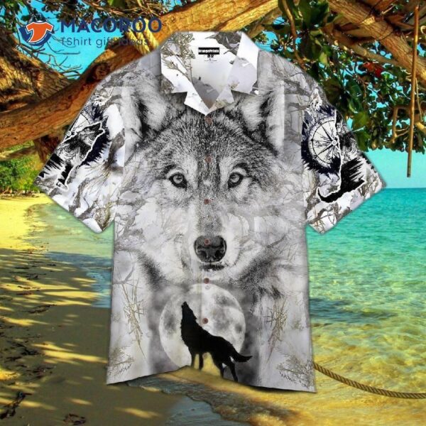 Wild White Wolf Hawaiian Shirts