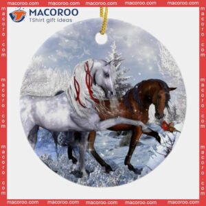 Winter Horse Christmas Ceramic Ornament