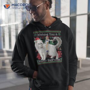 wishing you a merry swiftmas ugly christmas sweater big cat shirt hoodie 1