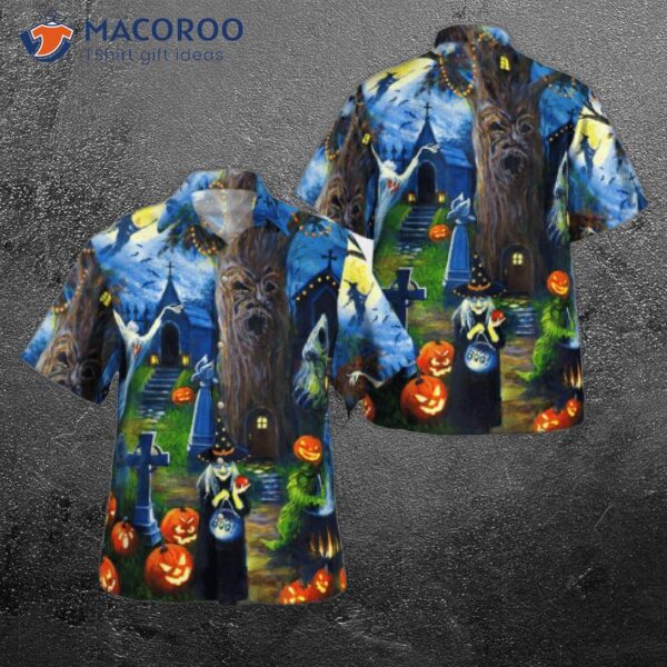 Witches’ Tree House Boo Pumpkin Halloween Hawaiian Shirts