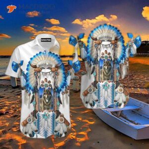 Wolf-dog Native American Hawaiian Shirts