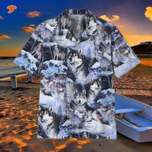 Wolf-gray And Blue Hawaiian Shirts