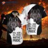 Wolf Still Here, Strong; Native Pride: White And Black Hawaiian Shirts.
