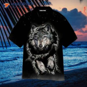 Wolf Tropical Black Hawaiian Shirts