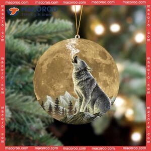 Wolf Two Sits On The Moon, Hanging A Flat, Custom-shaped Christmas Acrylic Ornament