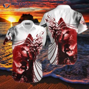 Wolf White And Red Hawaiian Shirts