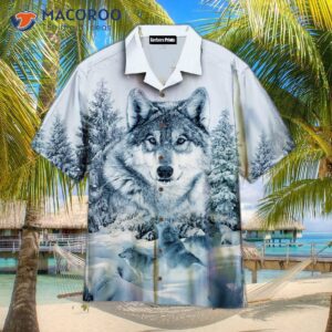 Wolf Winter White And Black Hawaiian Shirts