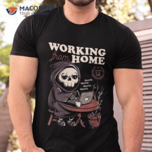 Working From Home Office Grim Reaper Skull Cute Halloween Shirt