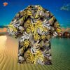 Yellow And Brown Palm Leaf Pattern Hawaiian Shirts