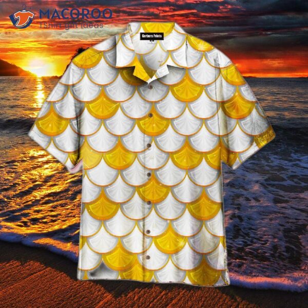 Yellow And White Mermaid-scale Hawaiian Shirts