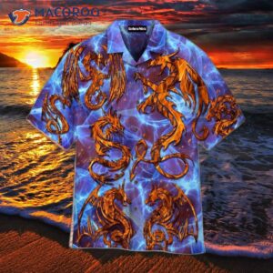 Yellow Neon Dragon Hawaiian Shirts For Lovers