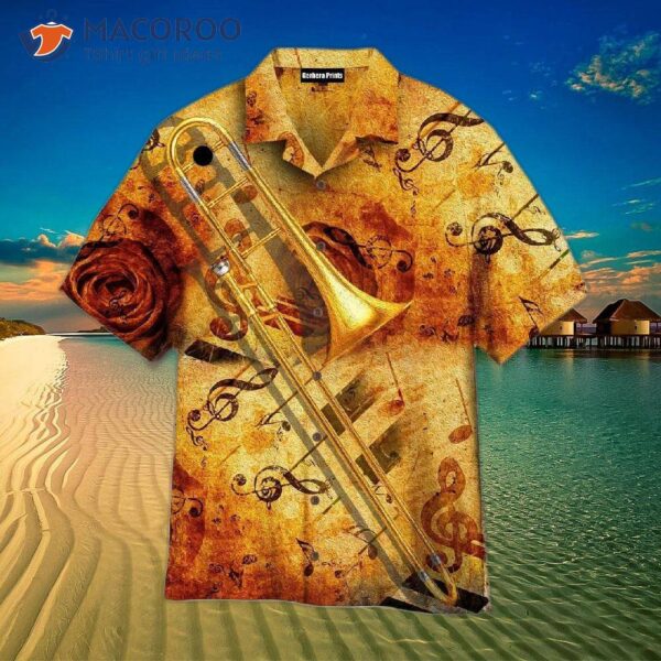 Yellow Trombone Instrumental Music Hawaiian Shirts