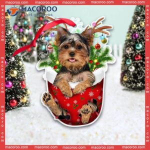 Yorkshire Terrier Dog In Snow Pocket Custom-shaped Christmas Acrylic Ornament