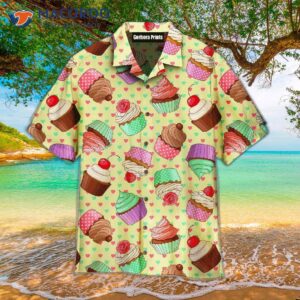 Yummy, Colorful Cream Cupcakes And Yellow Hawaiian Shirts