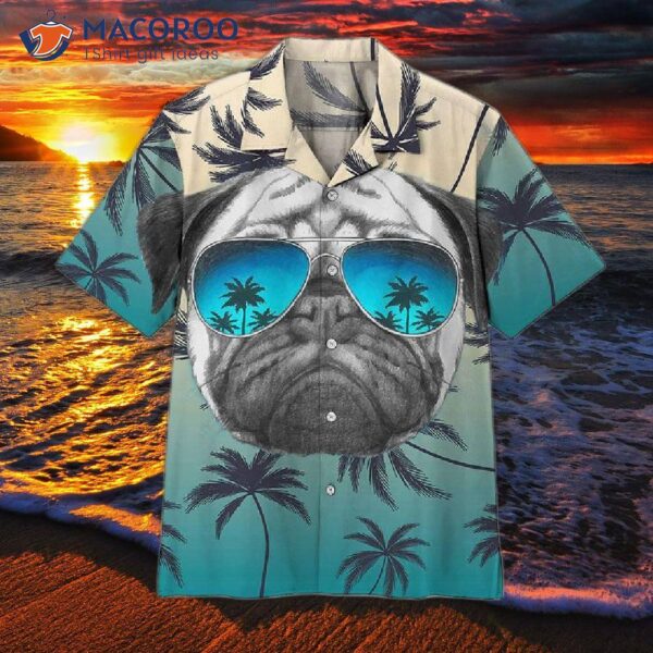 “zing Pug Summer Vibe Blue Hawaiian Shirts”