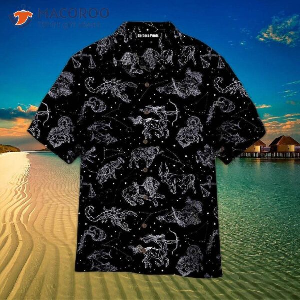 Zodiac Horoscope Sign Black And White Hawaiian Shirts