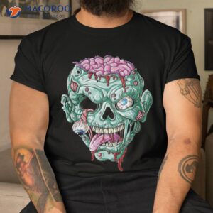 Zombie Face Brain Halloween Boys Girls Scary Funny Shirt