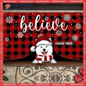 ﻿christmas Personalized Doormat, Gifts For Dog Lovers, Believe Dogs In Snow Holiday Doormat
