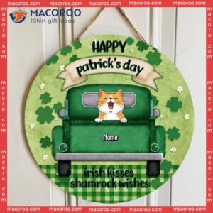 ﻿happy St. Patrick’s Day Irish Kisses Shamrock Wishes, Personalized Cat Breeds Wooden Signs, Lovers Gifts