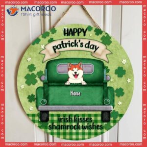 ﻿happy St. Patrick’s Day Irish Kisses Shamrock Wishes, Personalized Dog Breeds Wooden Signs, Lovers Gifts
