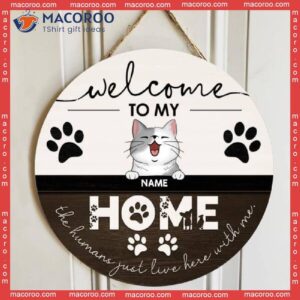 ﻿welcome To Our Home, Welcome Sign, Personalized Cat Breeds Wooden Signs, Gifts For Lovers, Front Door Decor