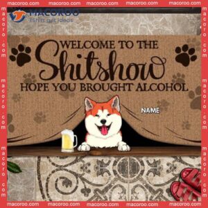 ﻿ Welcome To The Shitshow Personalized Doormat, Brown Front Door Mat, Gifts For Pet Lovers