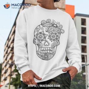 adult coloring book style skull halloween shirt skull pumpkin sweatshirt