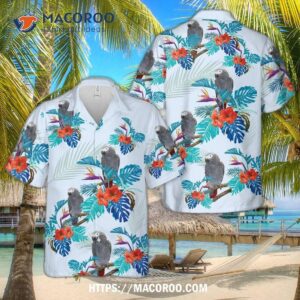 African Gray Parrot Bird Hawaiian Shirt