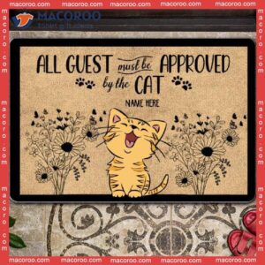 All Guests Must Be Approved By The Cats Outdoor Door Mat,﻿ Personalized Doormat, Gifts For Cat Lovers