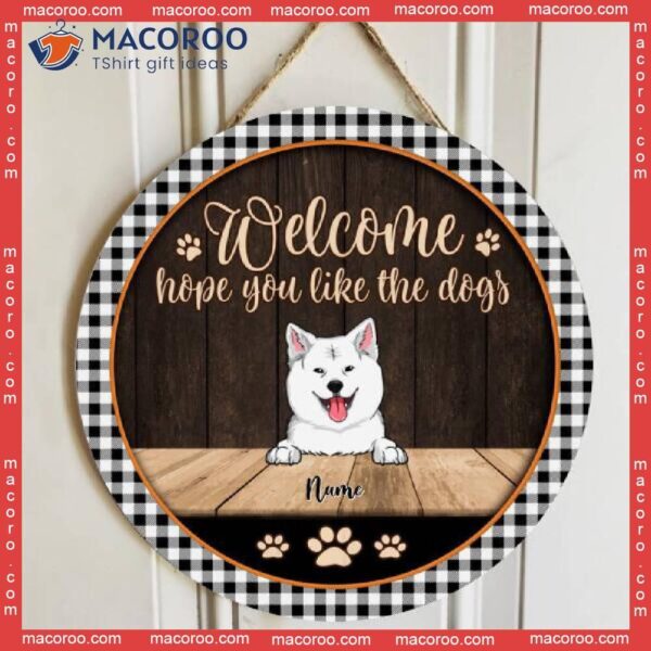 All Guests Must Be Approved By The Dogs, Brown Wooden Background, Personalized Dog Signs