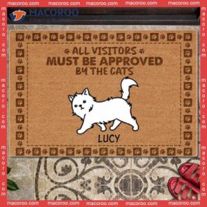 All Visitors Must Be Approved By The Cats Outdoor Door Mat, Gifts For Cat Lovers, Personalized Doormat