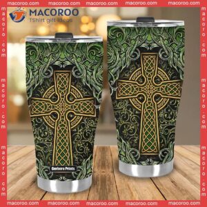 amazing celtic cross st patrick green stainless steel tumbler 3