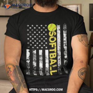 American Flag Softball Team Gift Shirt, Gift Ideas For Older Dad
