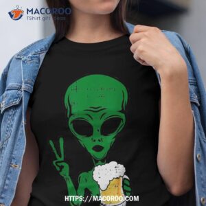 Area-51 Alien Beer Peace Sign Lazy Drinking Halloween Gift Shirt, Favors For Halloween Party