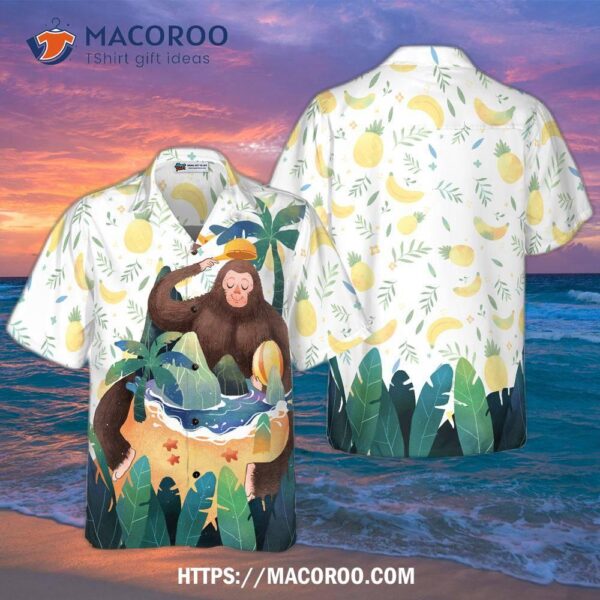 ,  “artistic Bigfoot On The Beach Hawaiian Shirts For And Sasquatch Shirts”
