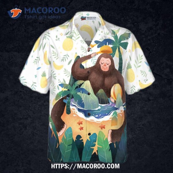 ,  “artistic Bigfoot On The Beach Hawaiian Shirts For And Sasquatch Shirts”