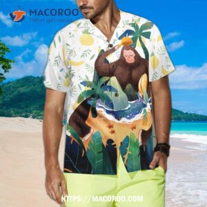 artistic bigfoot on the beach hawaiian shirts for and sasquatch shirts 3