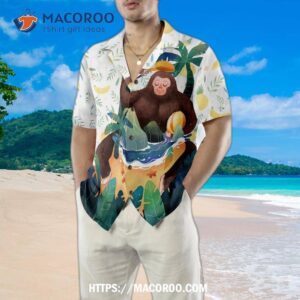 artistic bigfoot on the beach hawaiian shirts for and sasquatch shirts 4