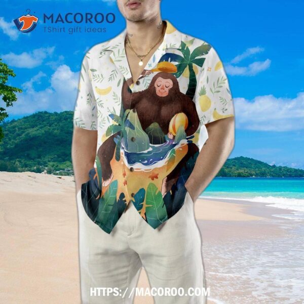,  “artistic Bigfoot On The Beach Hawaiian Shirts For And Sasquatch Shirts”