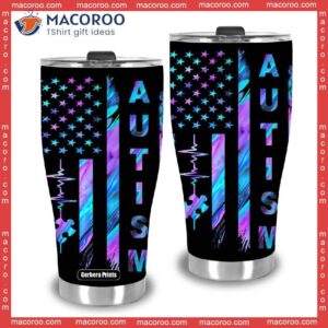 autism awareness rainbow american flag stainless steel tumbler 3