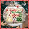 Baby It’s Cold Outside Brick Wall Window Circle Ceramic Ornament, Personalized Dog Lovers Decorative Christmas Ornament