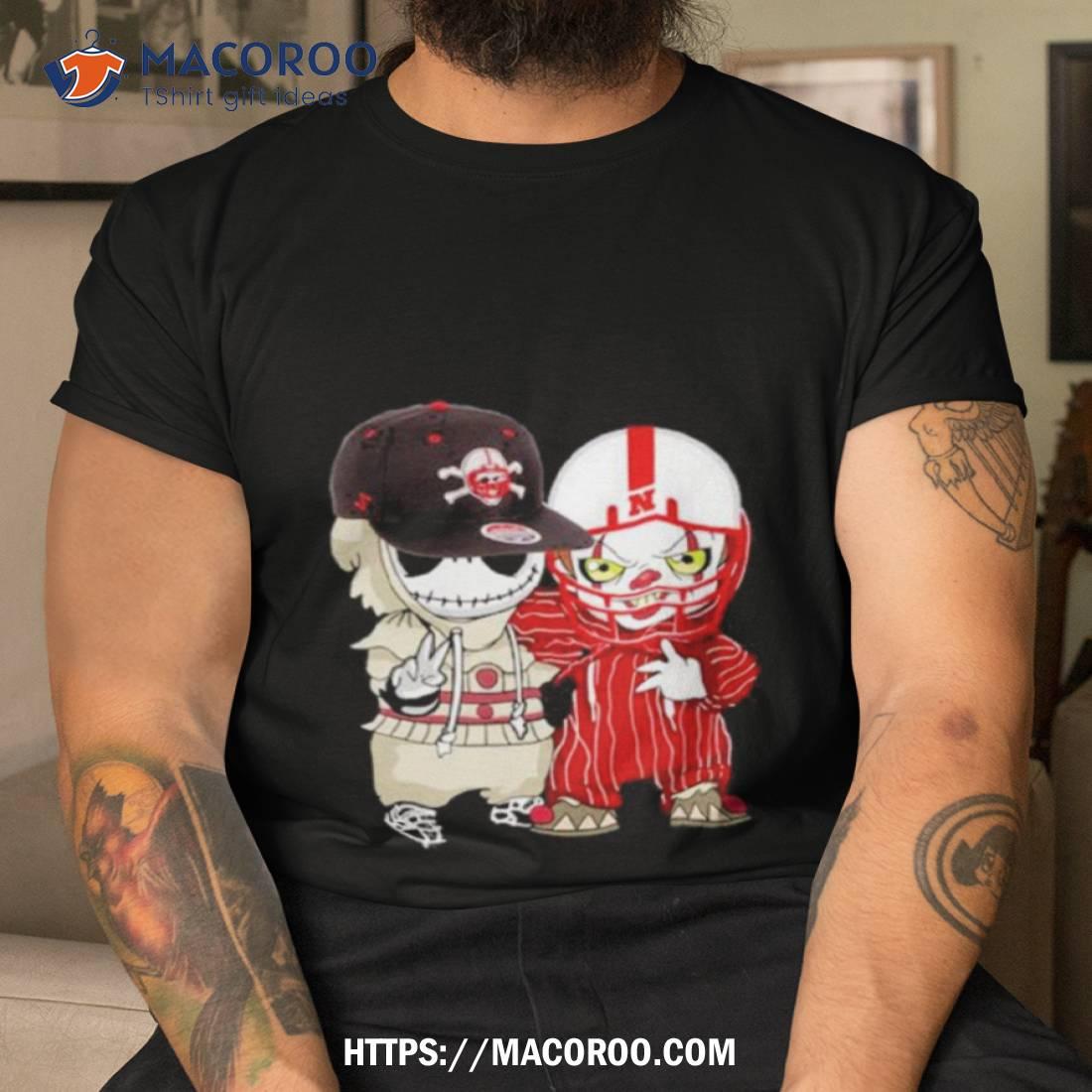 Baby Jack Skellington And Pennywise Nebraska Cornhuskers Halloween Shirt Baby Jack Skellington And Pennywise Nebraska Cornhuskers Halloween Shirt